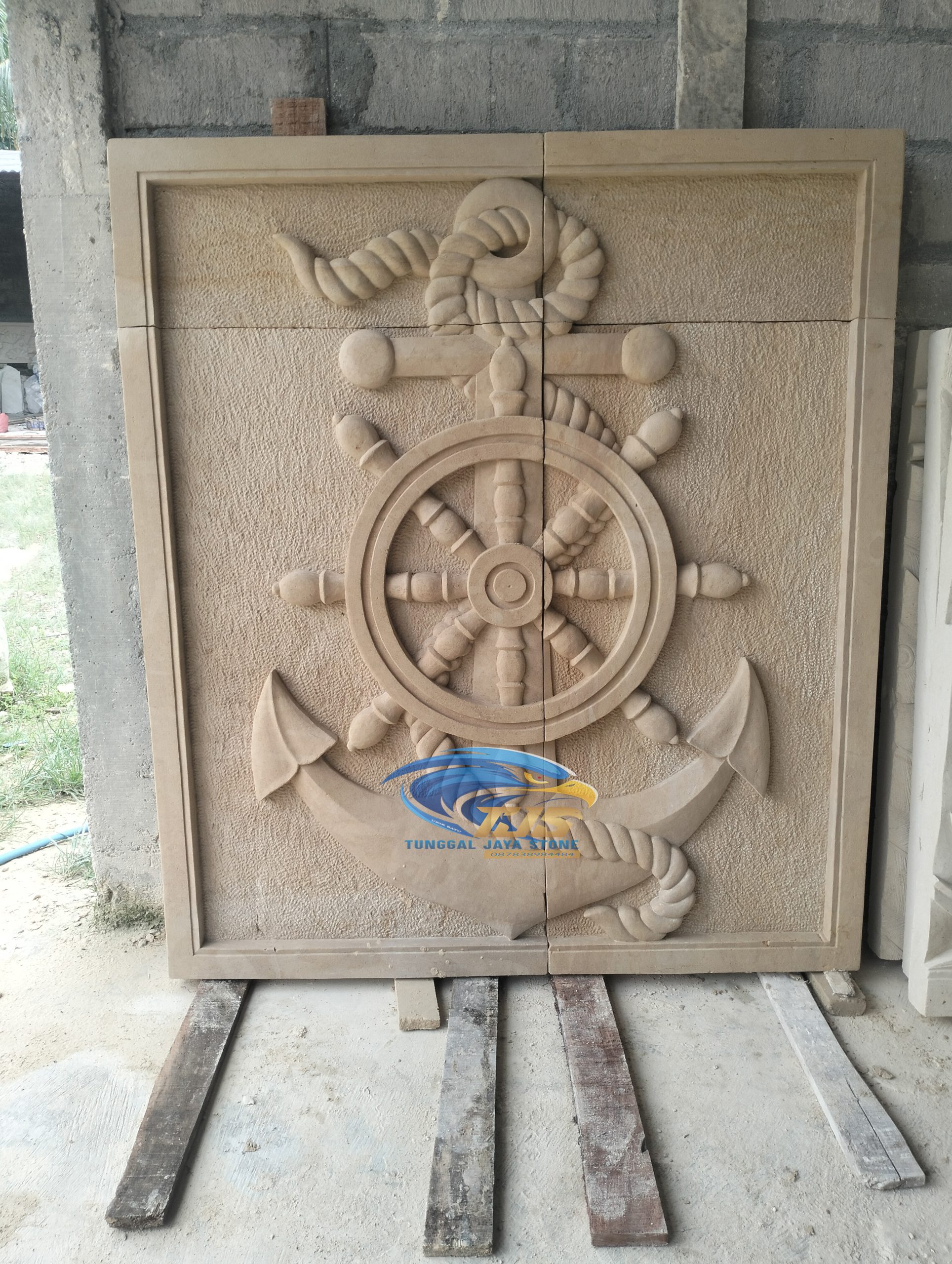 ornamen batu alam motif jangkar